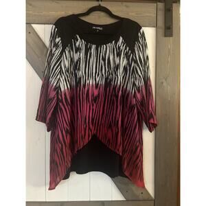 Picadilly Canada Women’s Multi Color Over-Size Tunic Top Sz XXL Pink White Black